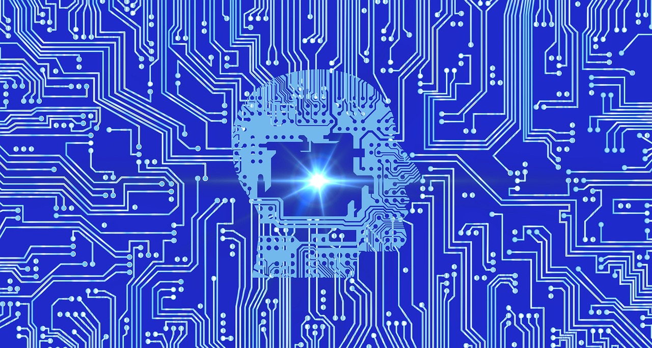 Circuit board with light burst representing innovation
